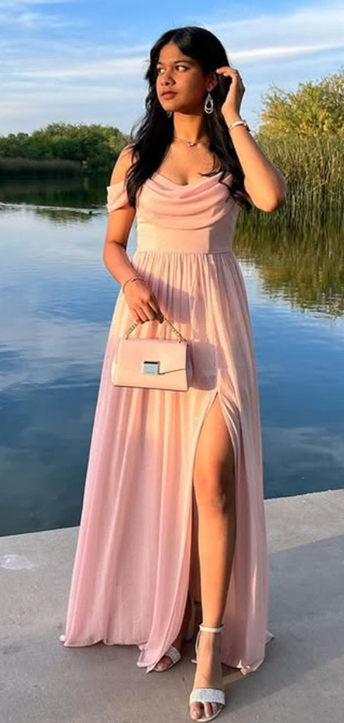 Popular Pink A-line Off-shoulder Long Formal Gown to Impress,WGP1809