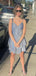 Elegant Gray Spaghetti Straps Homecoming Dress Graduation Party Dress , QB0878