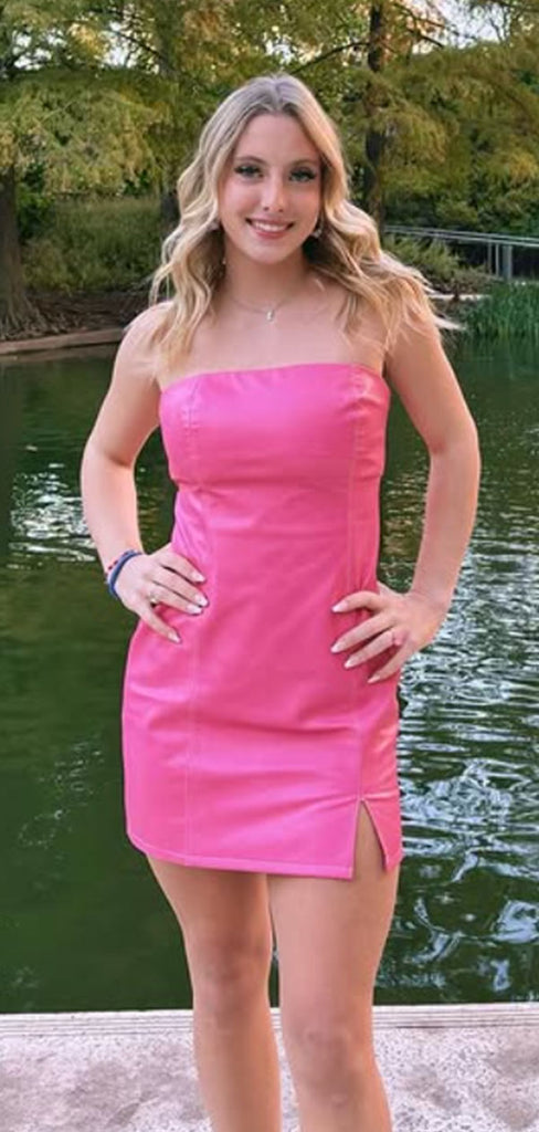 Popular Pink Straight Across Homecoming Dress Graduation Party Dress , QB0917