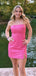 Popular Pink Straight Across Homecoming Dress Graduation Party Dress , QB0917