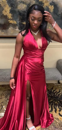 Sexy Red V-neck Mermaid Long Formal Gown to Impress,WGP1900