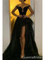 Gorgeous Black A-line High Low Off Shoulder Party Prom Dresses,Evening Dresses,WGP370