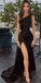 Sexy Black Mermaid Strapless Side Slit Party Prom Dresses,Evening Dresses,WGP363