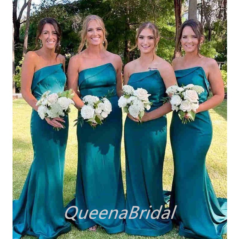 Sexy Mermaid Strapless Cheap Maxi Long Bridesmaid Dresses Online,BDS0149