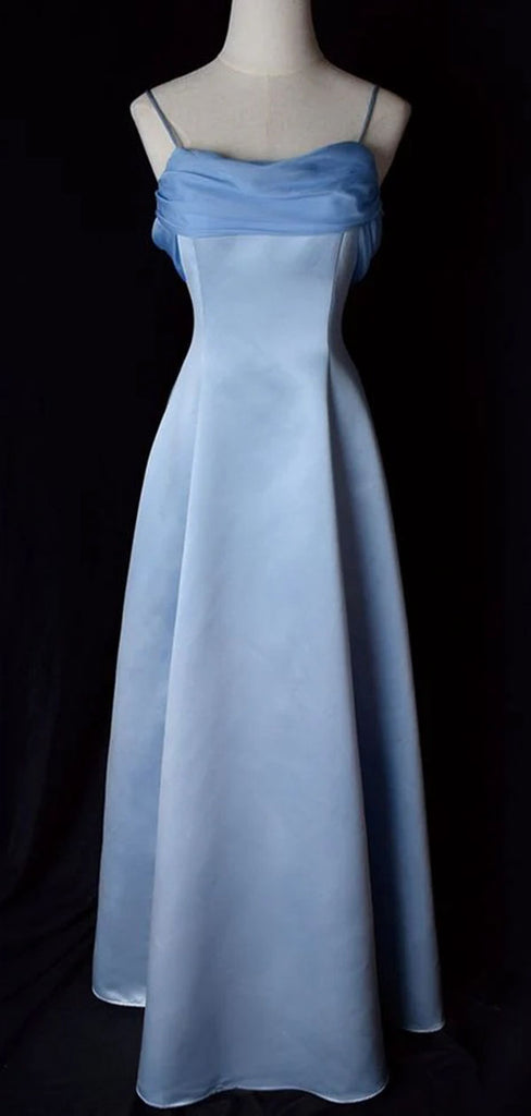 Elegant Blue A-line Spaghetti Strap  Long Prom Dress to Impress,WGP1721