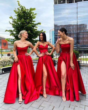 Elegant Red A-line Bridesmaid Dresses for Wedding Party, BDS0249