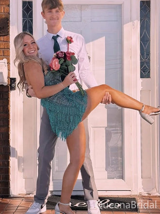 Cute Sweetheart Green Homecoming Dress Graduation Party Dress , QB0876