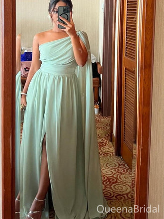 Popular Green One-shoulder Long Formal Gown to Impress,WGP1898