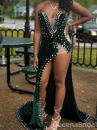 Sexy Green Mermaid Slit Long Formal Gown to Impress,WGP1917