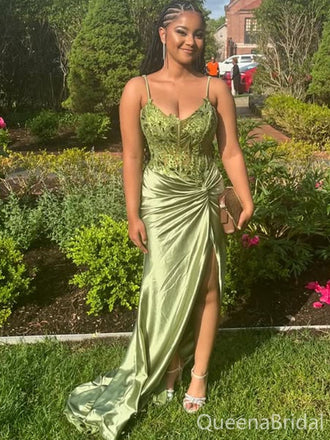 Elegant Green Spaghetti Straps Mermaid Long Formal Gown to Impress,WGP1906