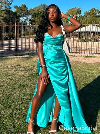 Sexy Green A-line Sweetheart Slit Long Formal Gown to Impress,WGP1832