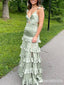 Elegant Green Spaghetti straps V-neck Long Formal Gown to Impress,WGP1845