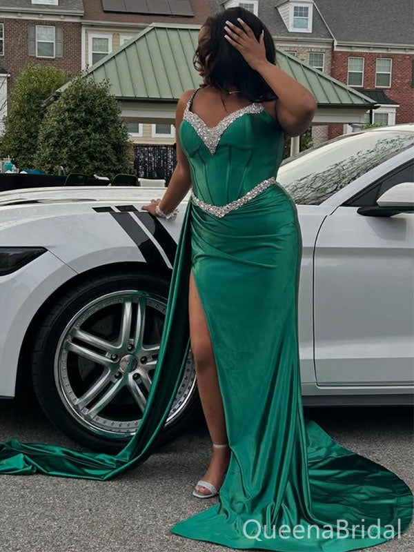 Sexy Green Mermaid Spaghetti Straps Long Formal Gown to Impress,WGP1837