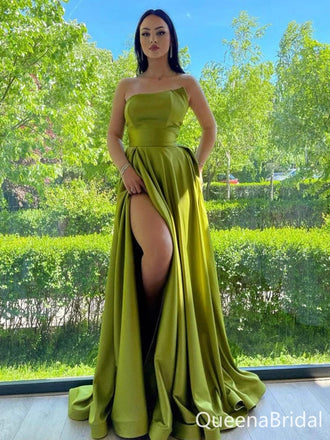 Elegant Green A-line Slit Long Formal Gown to Impress,WGP1858