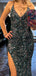 Sexy Green V-neck Mermaid Spaghetti Strap Long Prom Dress to Impress,WGP1728