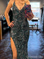 Sexy Green V-neck Mermaid Spaghetti Strap Long Prom Dress to Impress,WGP1728