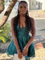 Popular Green V-neck Spaghatti Strap Short Homecoming Dress Graduation Party Dress , QB0871