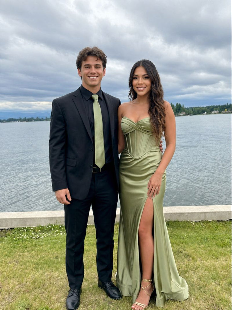 Elegant Green Strapless Corset Prom Party Dress, Evening Dress, WGP2278