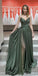 Sexy Green A-line Side Slit Strapless Party Prom Dresses,Evening Dresses,WGP366
