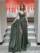 Sexy Green A-line Side Slit Strapless Party Prom Dresses,Evening Dresses,WGP366