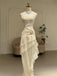 Elegant Ivory Chiffon Cowl Neck Asymmetric Maxi Ruffled Evening Gown, Prom Dress, WGP2282