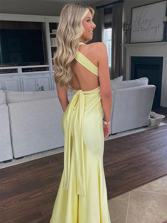 Popular Yellow Mermaid V-ncek Long Prom Dress to Impress,WGP1738