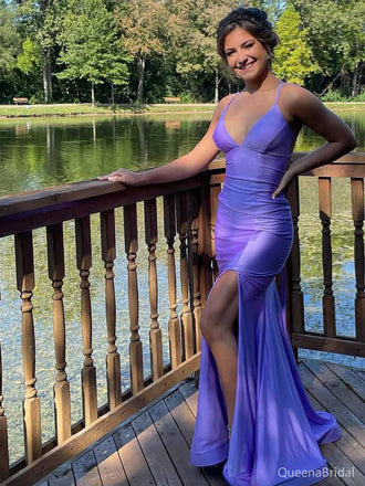 Popular Purple Mermaid V-neck Spaghetti Strap Long Formal Gown to Impress,WGP1744
