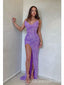 Sexy Lilac Mermaid Strapless Side Slit Maxi Long Party Prom Dresses Online,WGP319