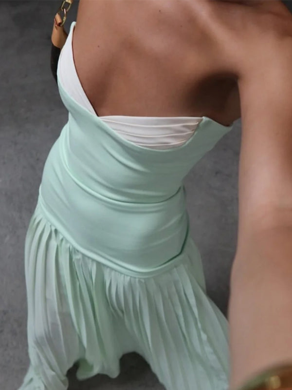 Elegant Mint Green Strapless A-line Evening Gown, Prom Dress, WGP2284