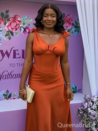 Elegant Orange Bow A-line Long Formal Gown to Impress,WGP1782