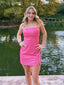 Popular Pink Straight Across Homecoming Dress Graduation Party Dress , QB0917