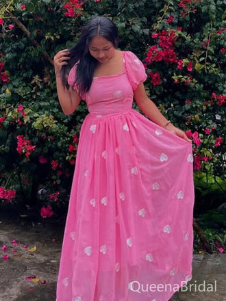 Cute Pink Cap Sleeve Long Formal Gown to Impress,WGP1763
