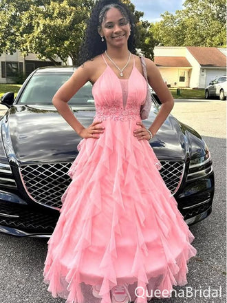 Elegant Pink A-line Spaghetti Straps Long Formal Gown to Impress,WGP1883