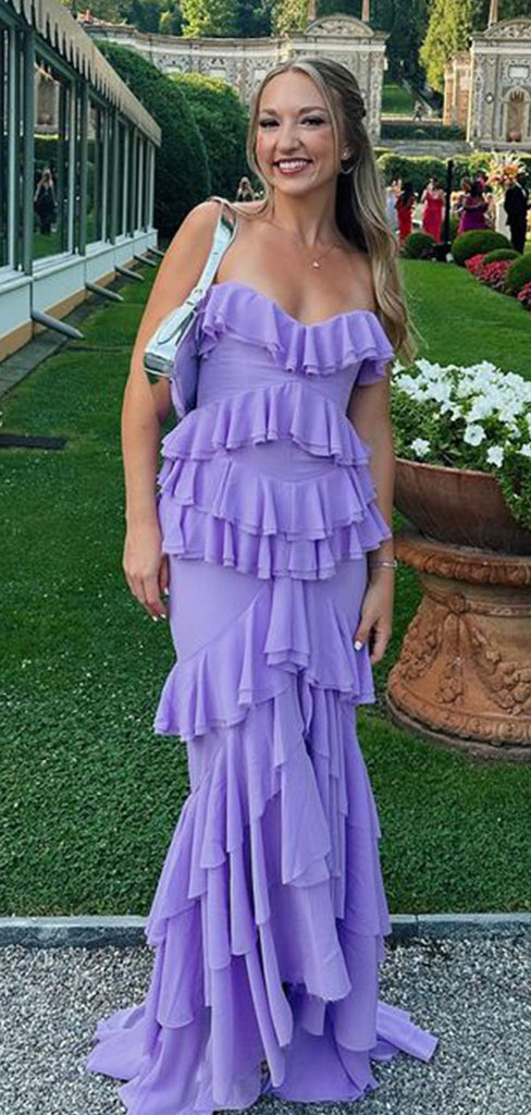 Sexy Purple Strapless  Sweetheart Mermaid Long Prom Dress to Impress,WGP1723