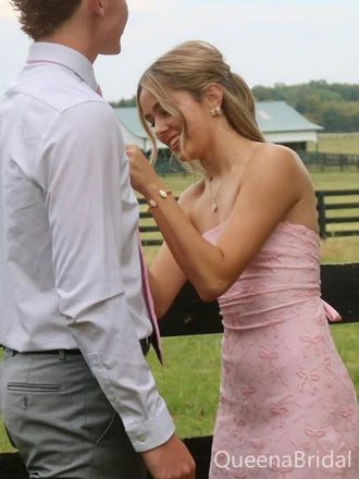 Cute Pink Straight Across Short Homecoming Dress Graduation Party Dress , QB0872