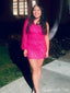 Popular Pink One Sleeve Short Homecoming Dress Graduation Party Dress , QB0869