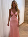 Elegant Pink Cut Out Spaghetti Straps Maxi Satin Evening Gown, Prom Dress, WGP2281