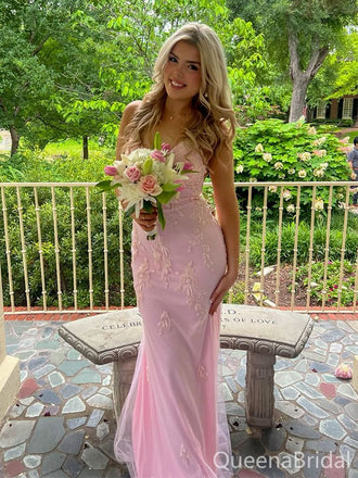 Sexy Pink V-neck Mermaid Long Prom Gown to Impress,WGP1719