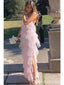 Sexy Pink A-line Side Slit Maxi Long Party Prom Dresses, Wedding Party Dresses,WGP294