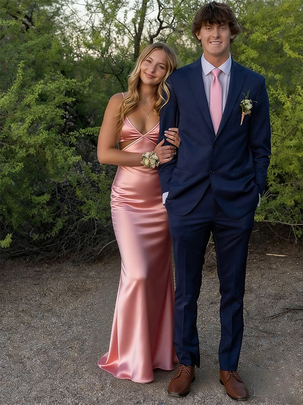 Elegant Pink CutOut Maxi Satin Prom Party Dress, Evening Dress, WGP2274