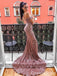 Sexy Pink Mermaid Off Shoulder Sequin Maxi Long Party Prom Dresses Online,WGP318