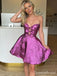Cute Purple Sweetheart Short Homecoming Dress Graduation Party Dress , QB0873