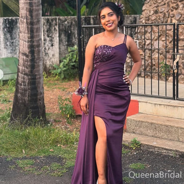 PopularPurple Sweatheart Mermaid One-shoulder Bridesmaid Dresses for Wedding Party, BDS0243