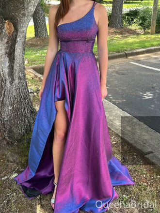 Popular Purple A-line One-shoulder Long Formal Gown to Impress,WGP1743