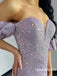 Sparkly Purple Off the Shoulder Sequins Mermaid Prom Party Dress, WGP2289