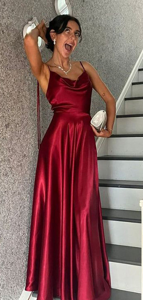 Sexy Red Spaghetti Strap A-line Long Prom Dress to Impress,WGP1724
