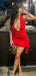 Sexy Red V-neck Short Homecoming Dress Graduation Party Dress , QB0870