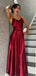 Sexy Red Spaghetti Strap A-line Long Prom Dress to Impress,WGP1724