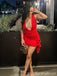 Sexy Red V-neck Short Homecoming Dress Graduation Party Dress , QB0870
