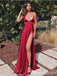 Sexy Red A-line Spaghetti Straps V-neck Party Prom Dresses,Evening Dresses,WGP367